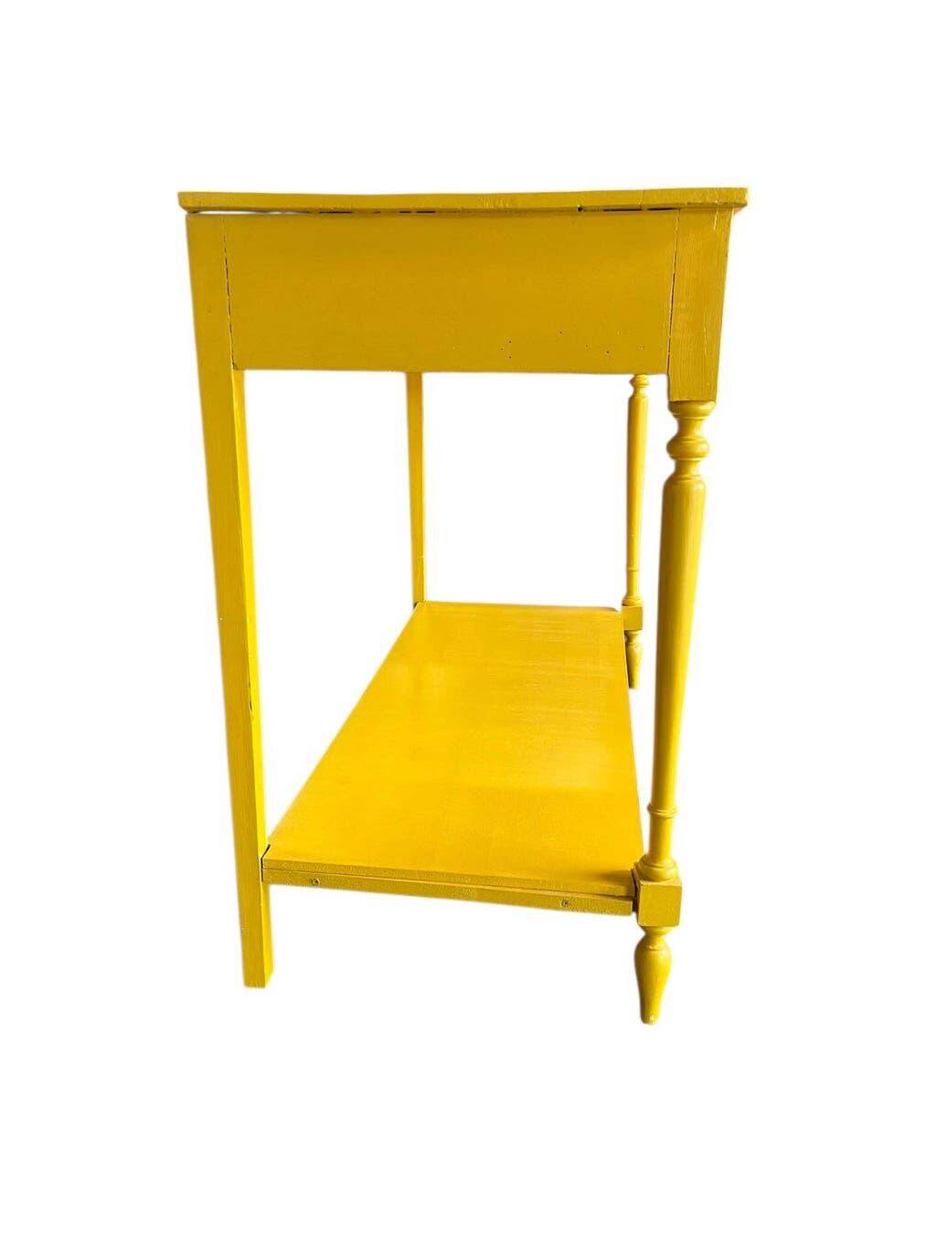 Table d'appoint/console vintage en bois jaune soleil