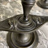 Pair of bronze candlesticks with a black patina in the antique style