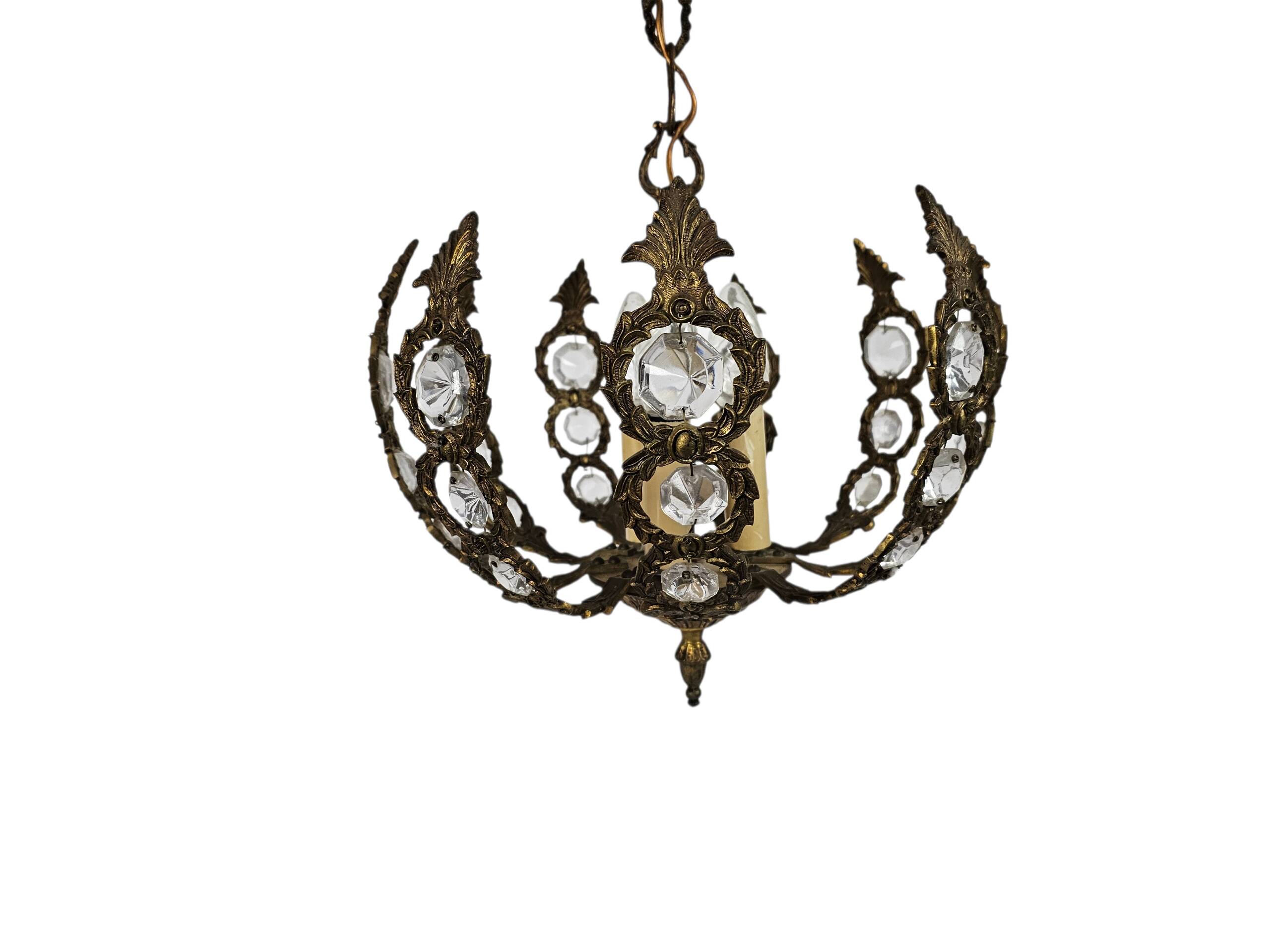 Palwa Palma & Walter style - Hollywood Regency style - brass - facet-cut gl