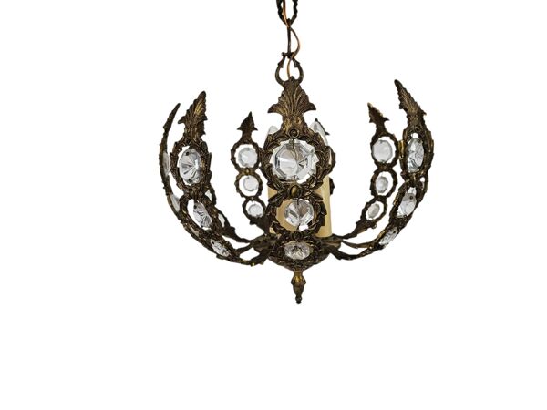 Palwa Palma et Walter style - style Hollywood Regency - laiton - verre taillé en facettes