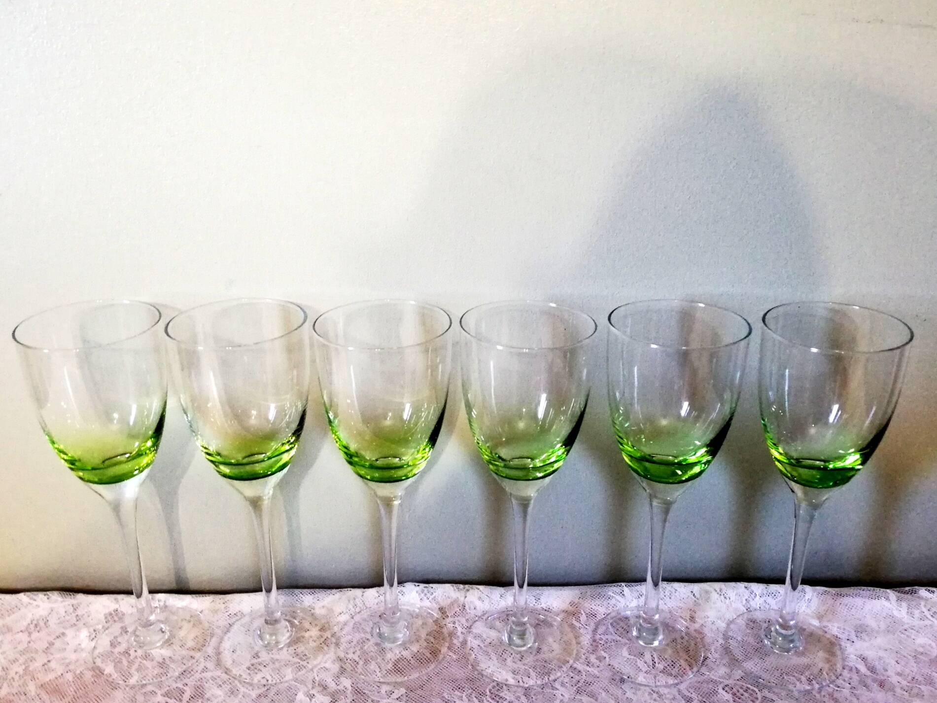 6 stemmed glasses