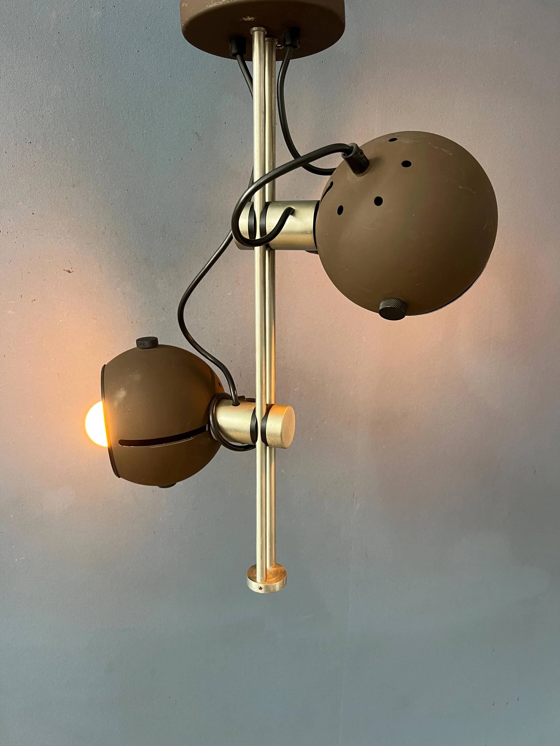 Brown ceiling light - Space Age fixture - vintage eyeball lamp