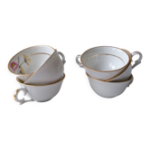 Lot de 6 tasses à thé café porcelaine Berry Limoges fleurs