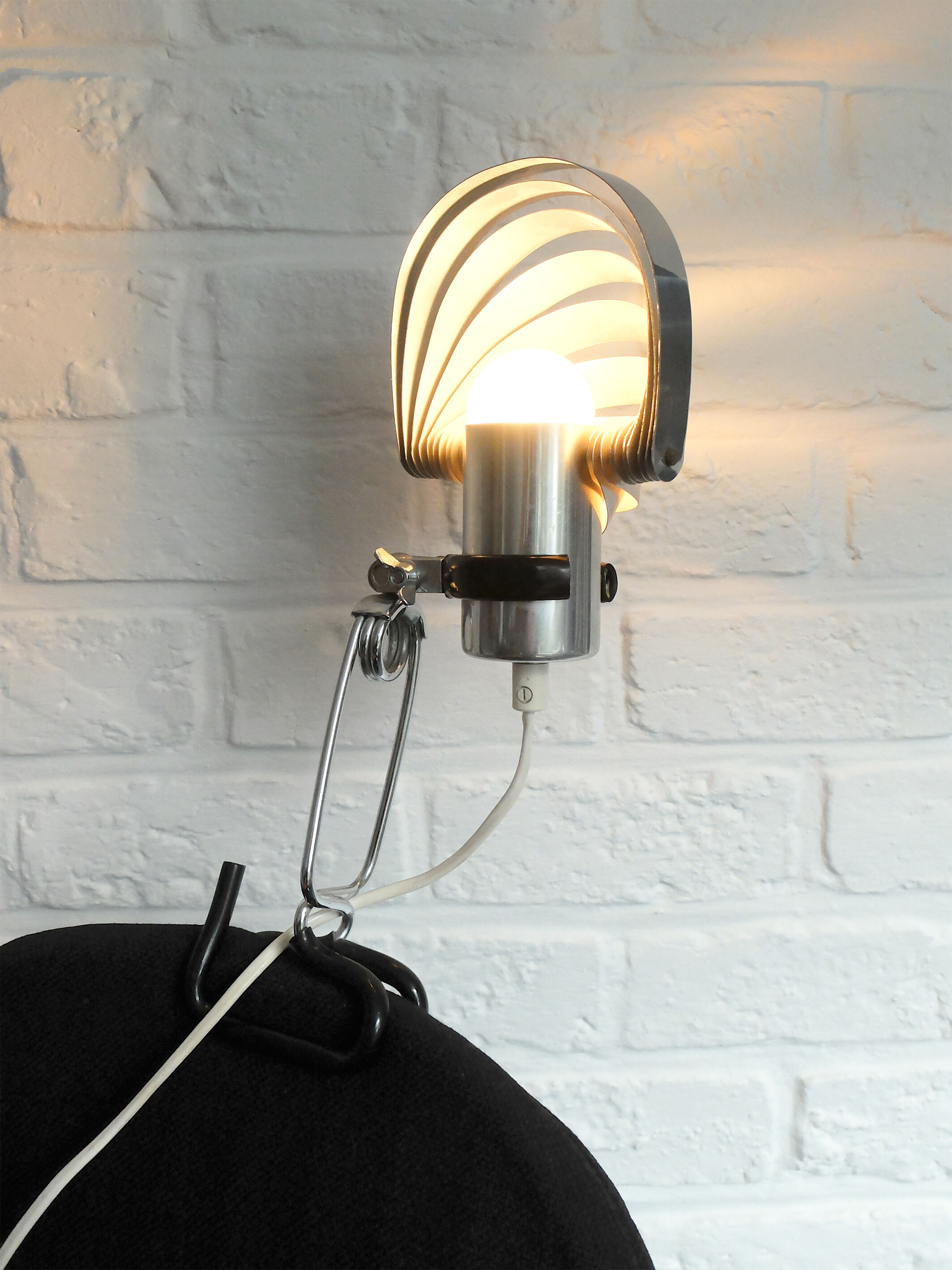 Adjustable metal clip lamp, fan, 1980s
