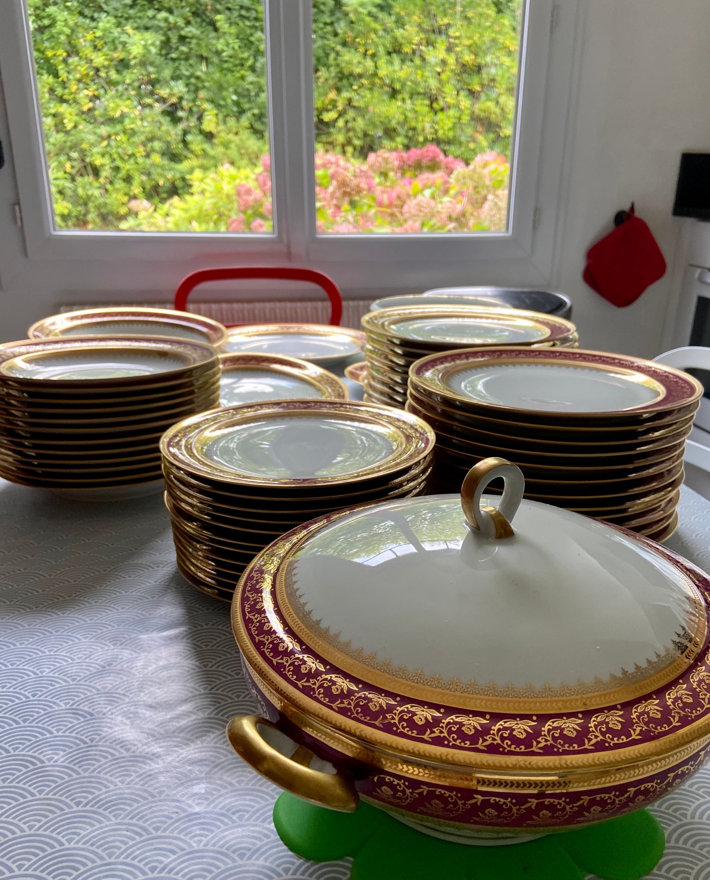 Service De Vaisselle En Porcelaine De Limoges - Motif Floral Blanc - Occasion