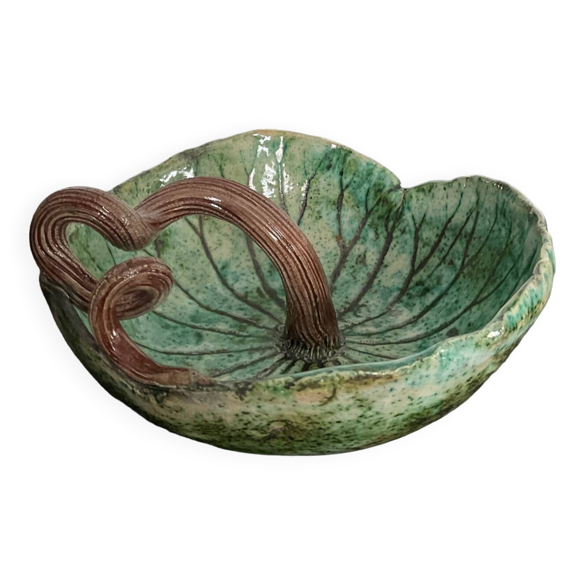 Vintage water lily pocket in enameled ceramic