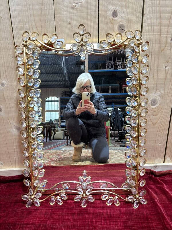 Miroir de salle de bain en métal doré