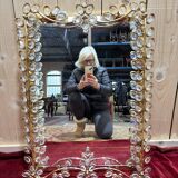 Gold metal bathroom mirror