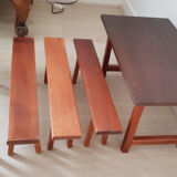 Table et chaises de poupée vintage, en bois, salon poupée Dejou