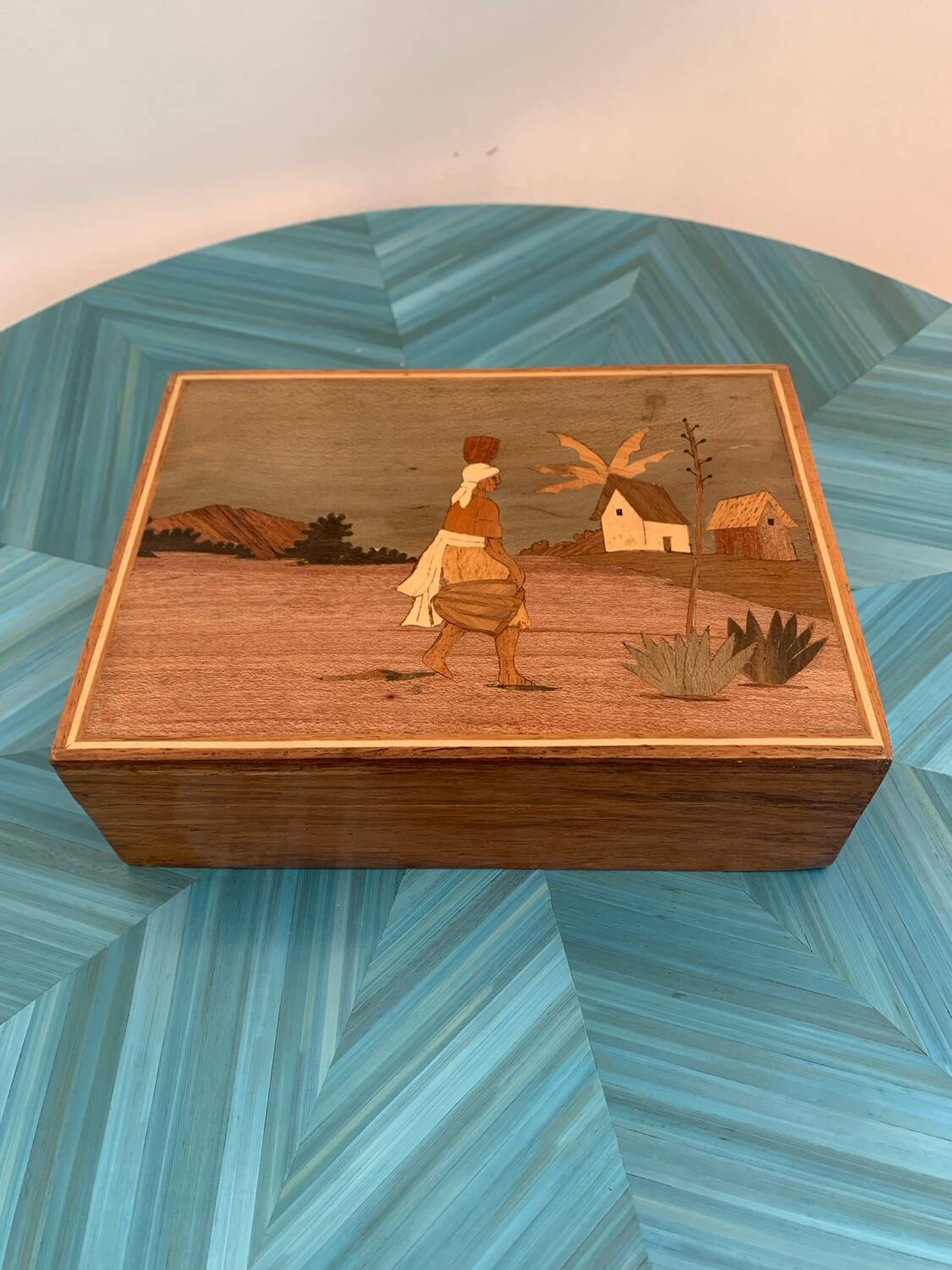 Inlaid wooden box
