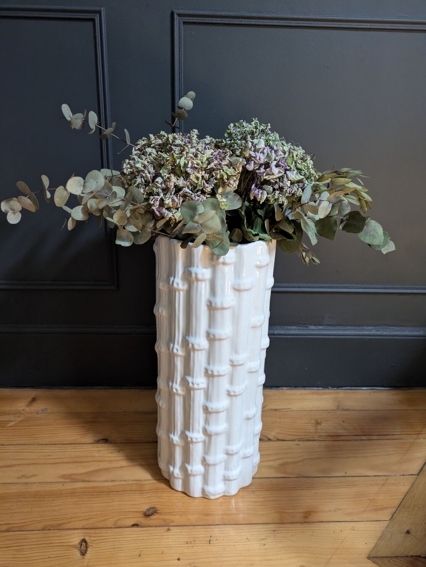 Vintage Italian ceramic cache pot "bamboo"