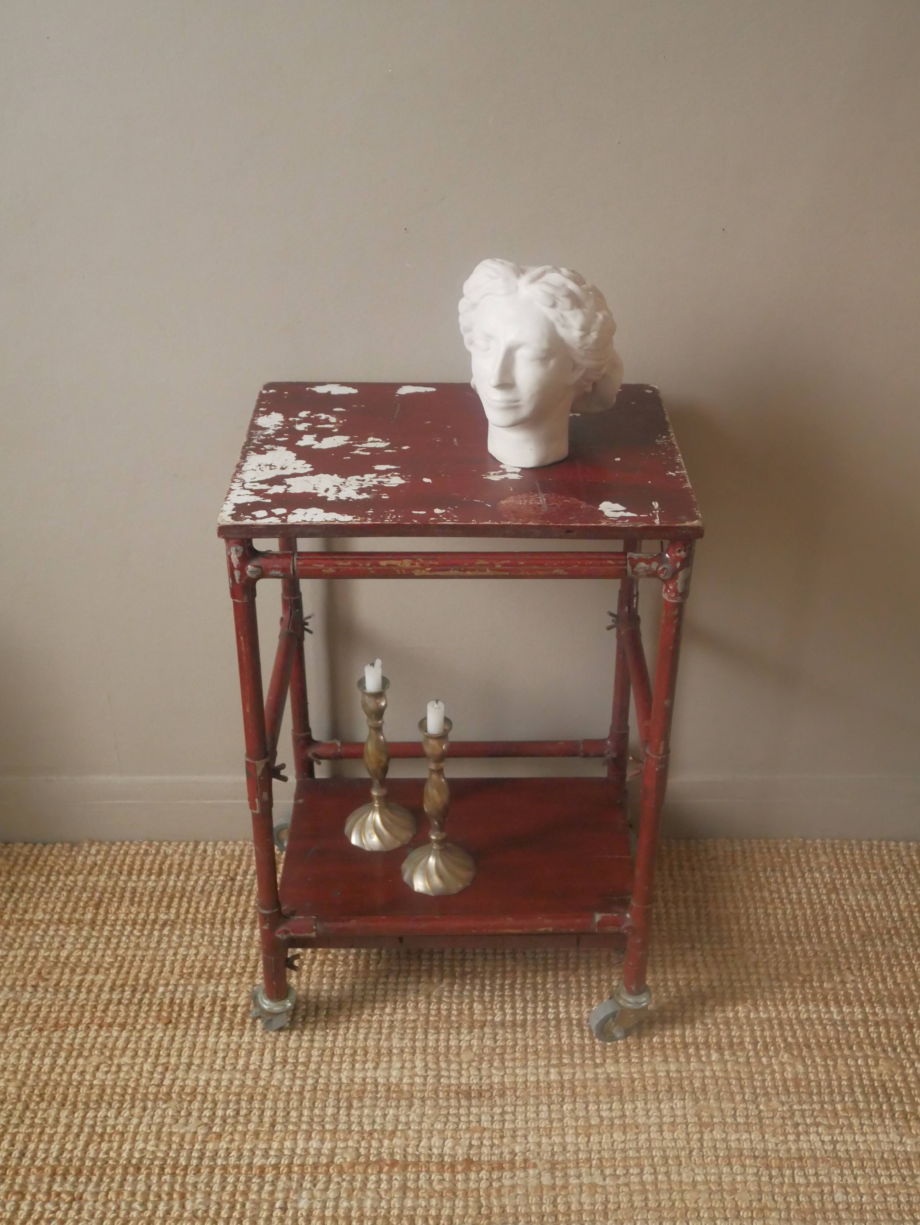 Flea market sideboard used patinated wood artisanal manufacturing industrial workshop