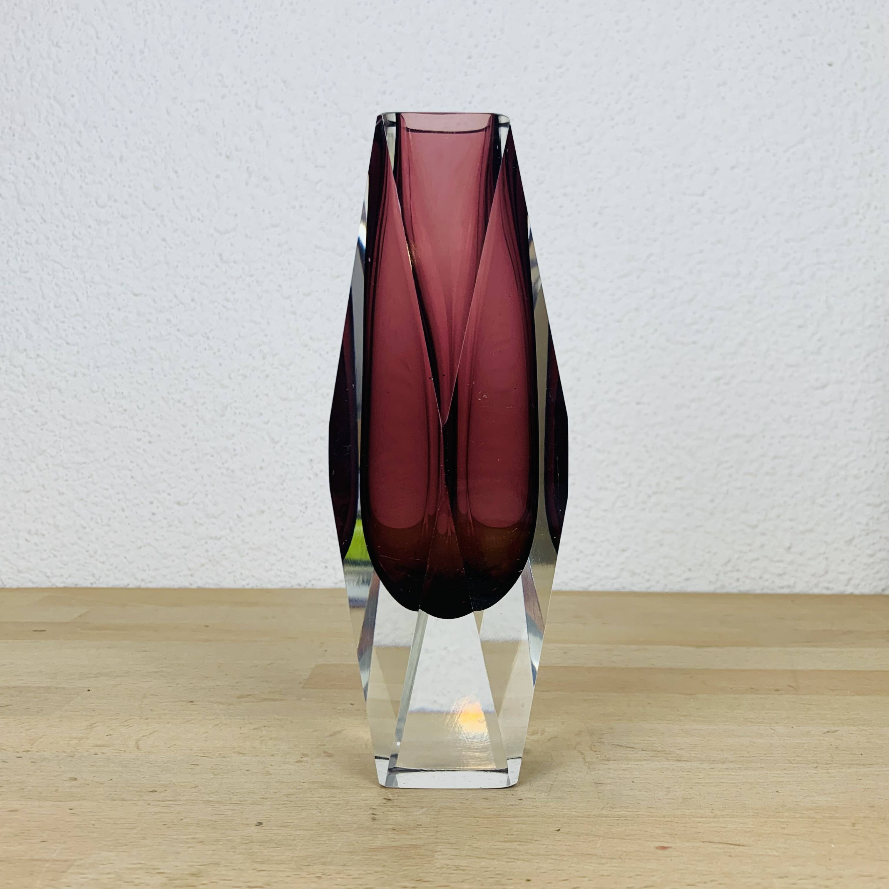 Sommerso Murano purple vase, soliflore