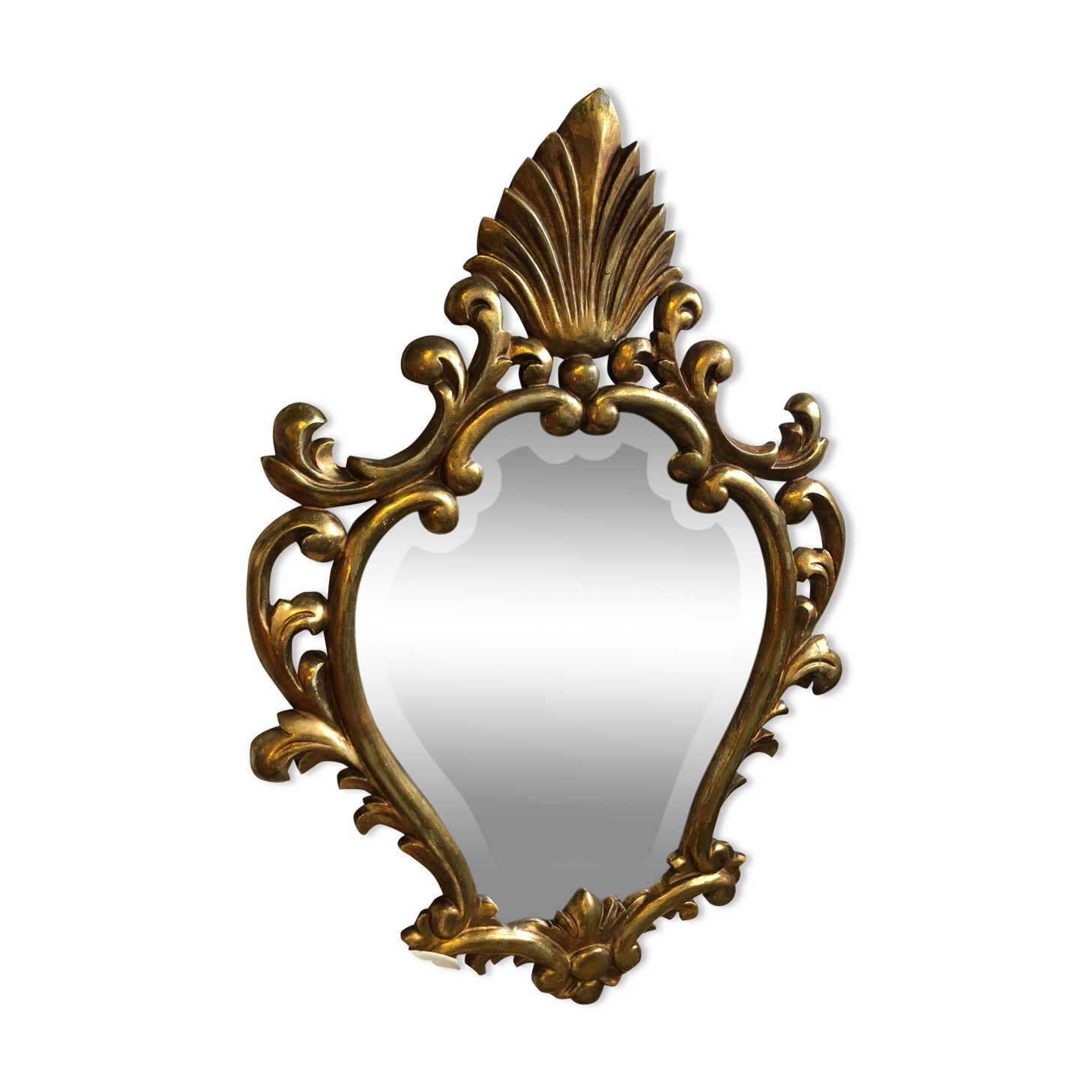 Mirror style baroque oval sculpture wood blown gold leaf