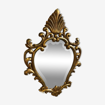 Mirror style baroque oval sculpture wood blown gold leaf