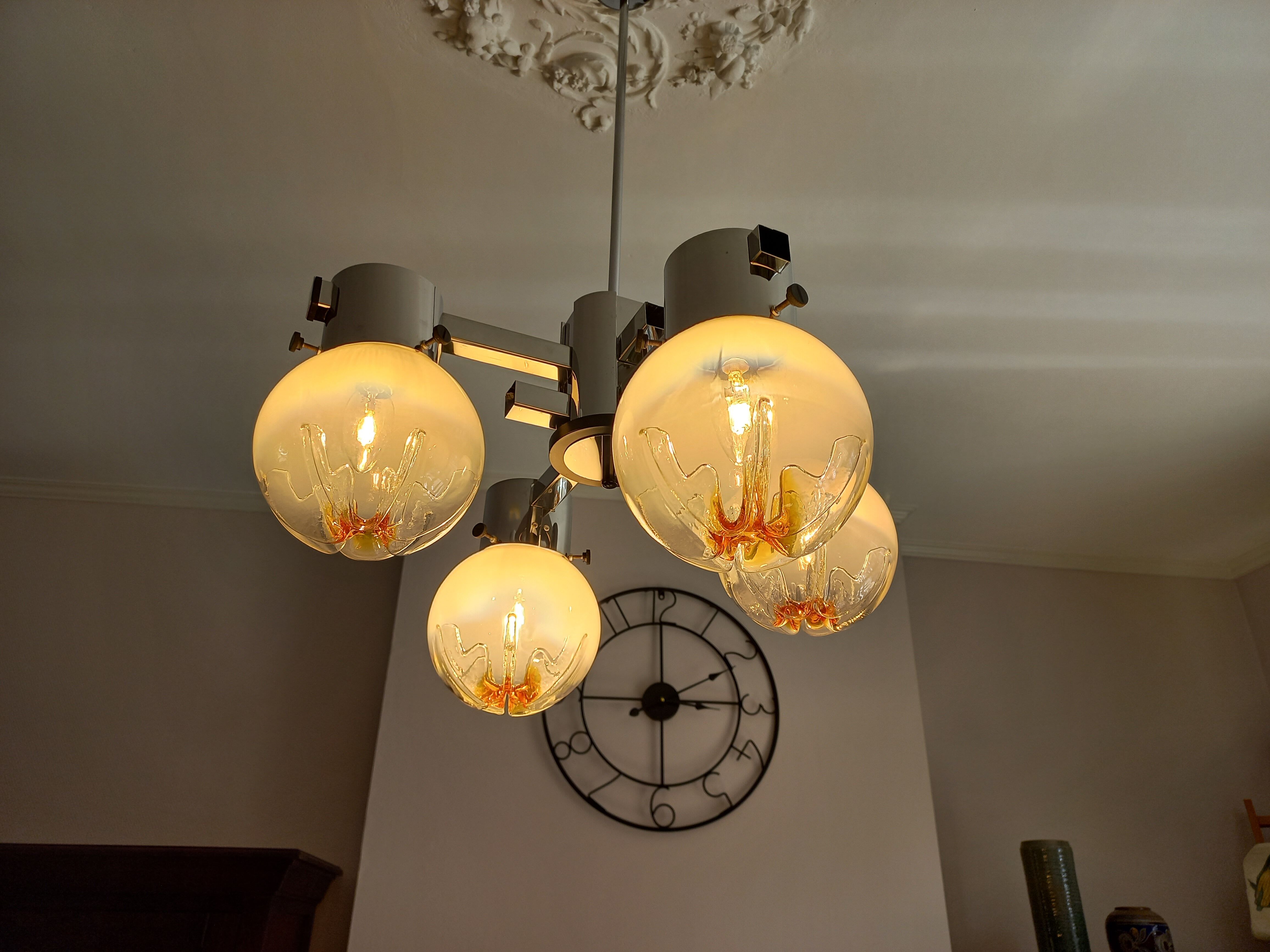Chandelier in Murano glass for Mazzega