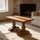 A small, rustic walnut wooden table, crafted from solid walnut wood, 1