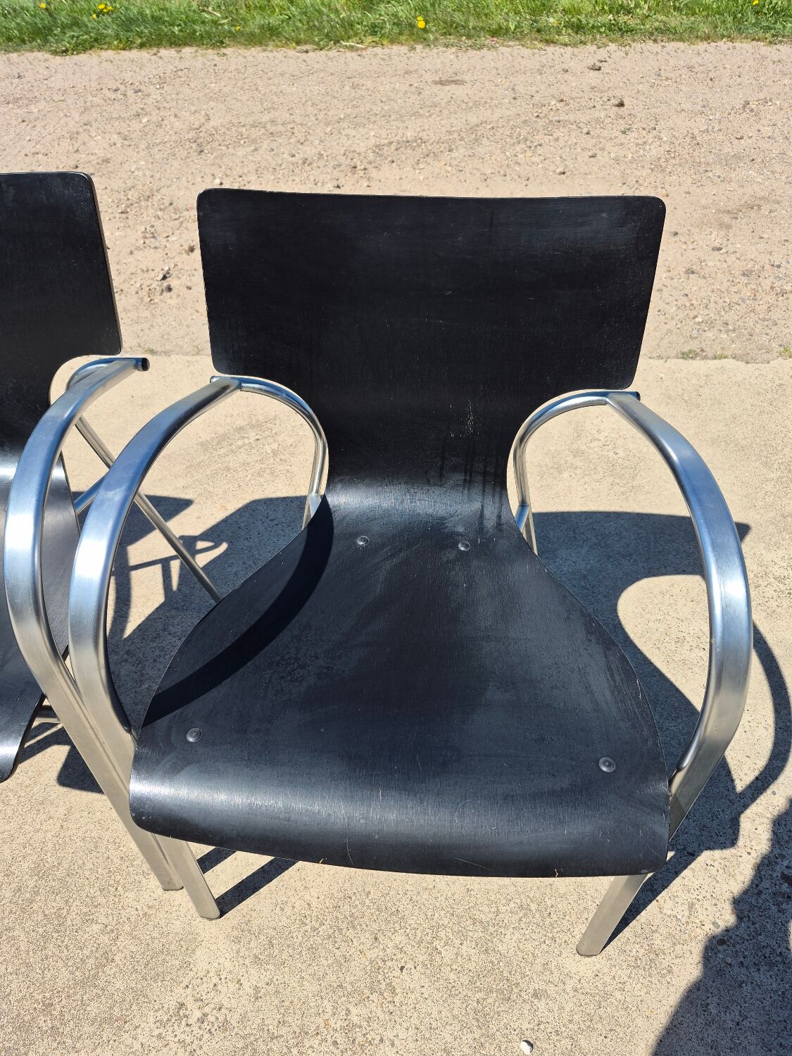 Set 4 postmodern black chrome stackable chair Jim for Kens 1990s