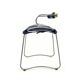 Contemporary sculptural bar stool c. Aged Silver Metal Backrest and Navy Blue Leather