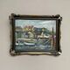 Original Swedish Oil on Panel – “Village and Harbour” by G. Fogler – Signed – Vintage & Framed – 49 × 39 cm (19.2" × 15.3")