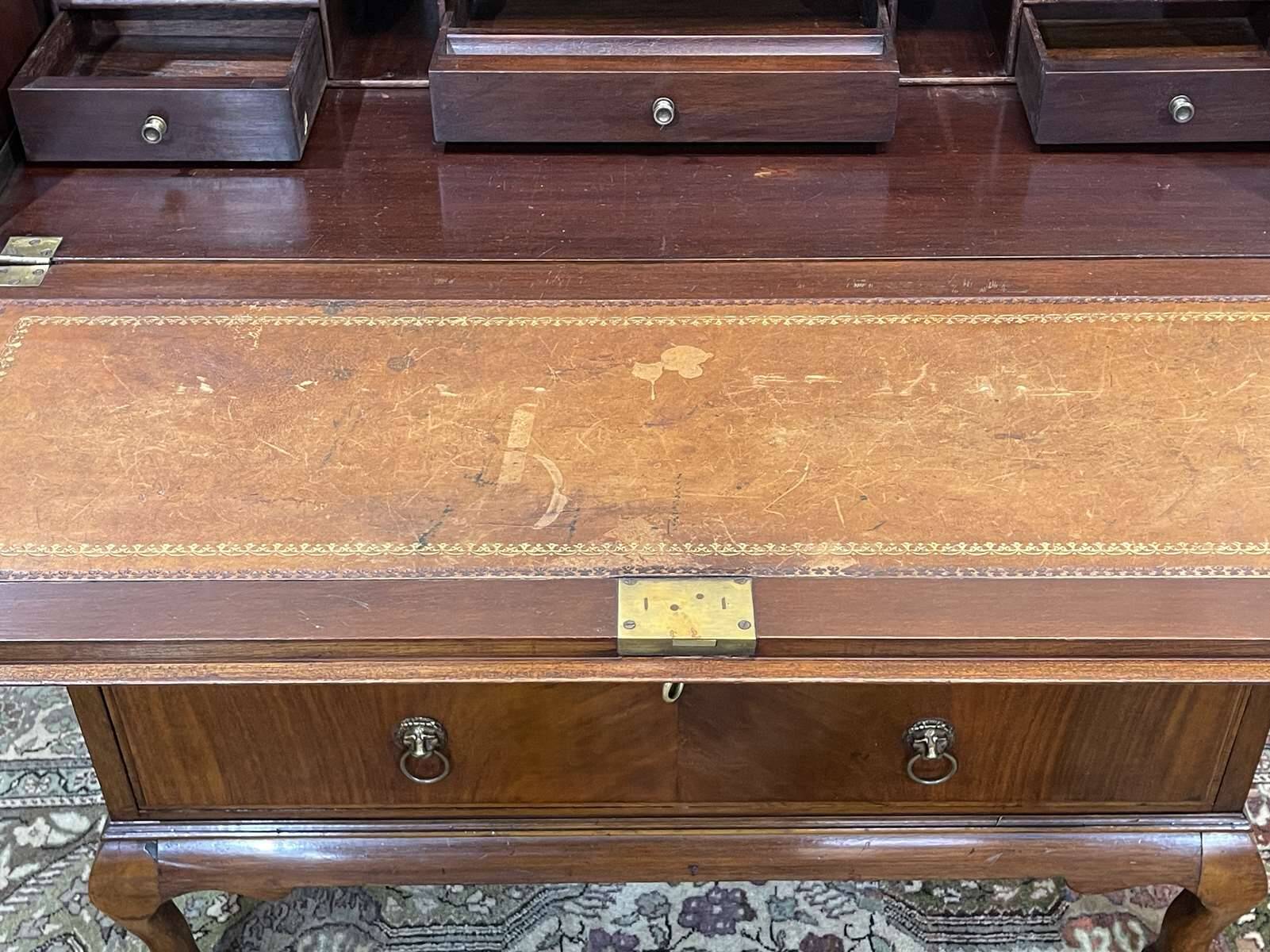 1930s mahogany donkey desk in English.