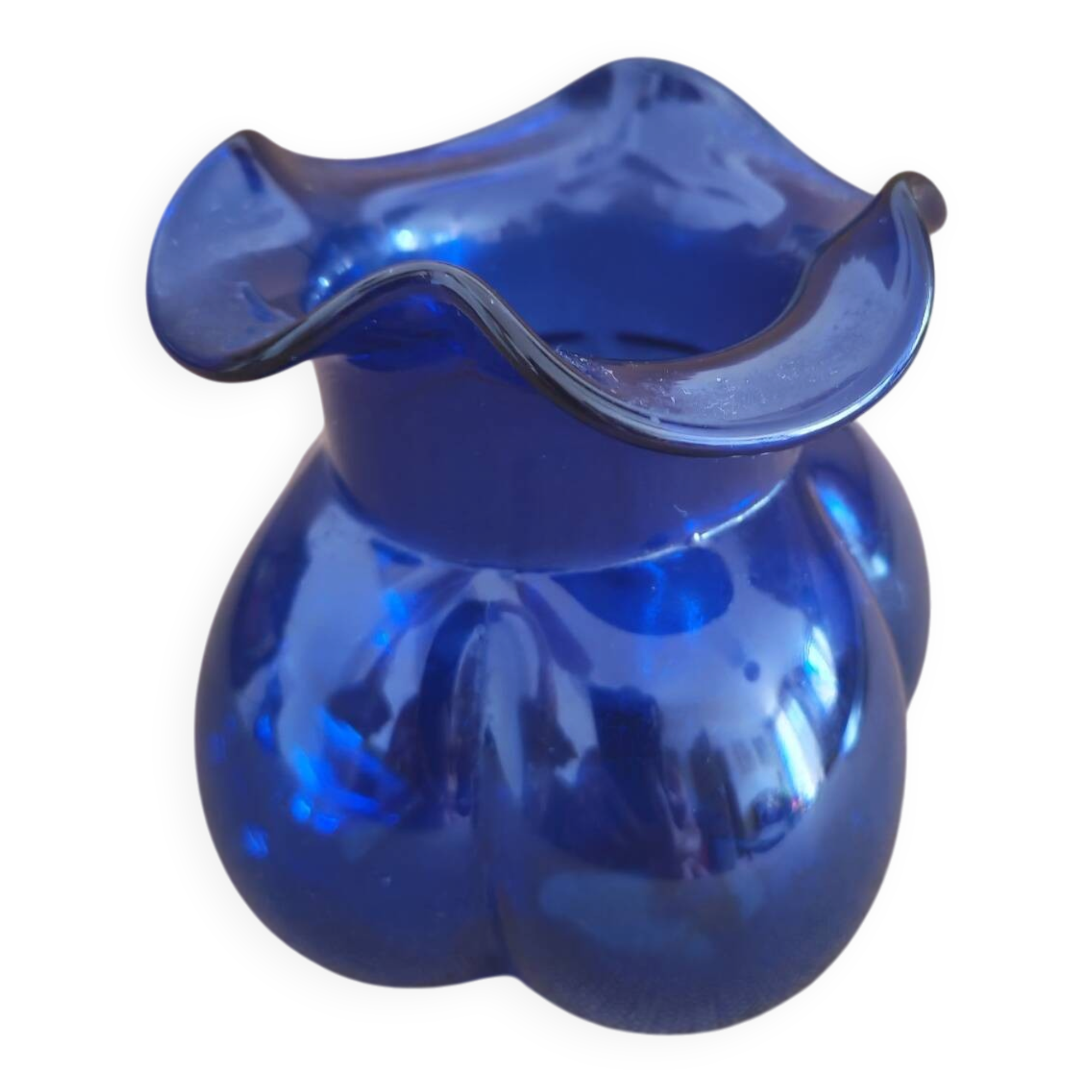 Small cobalt blue Scandinavian round vase