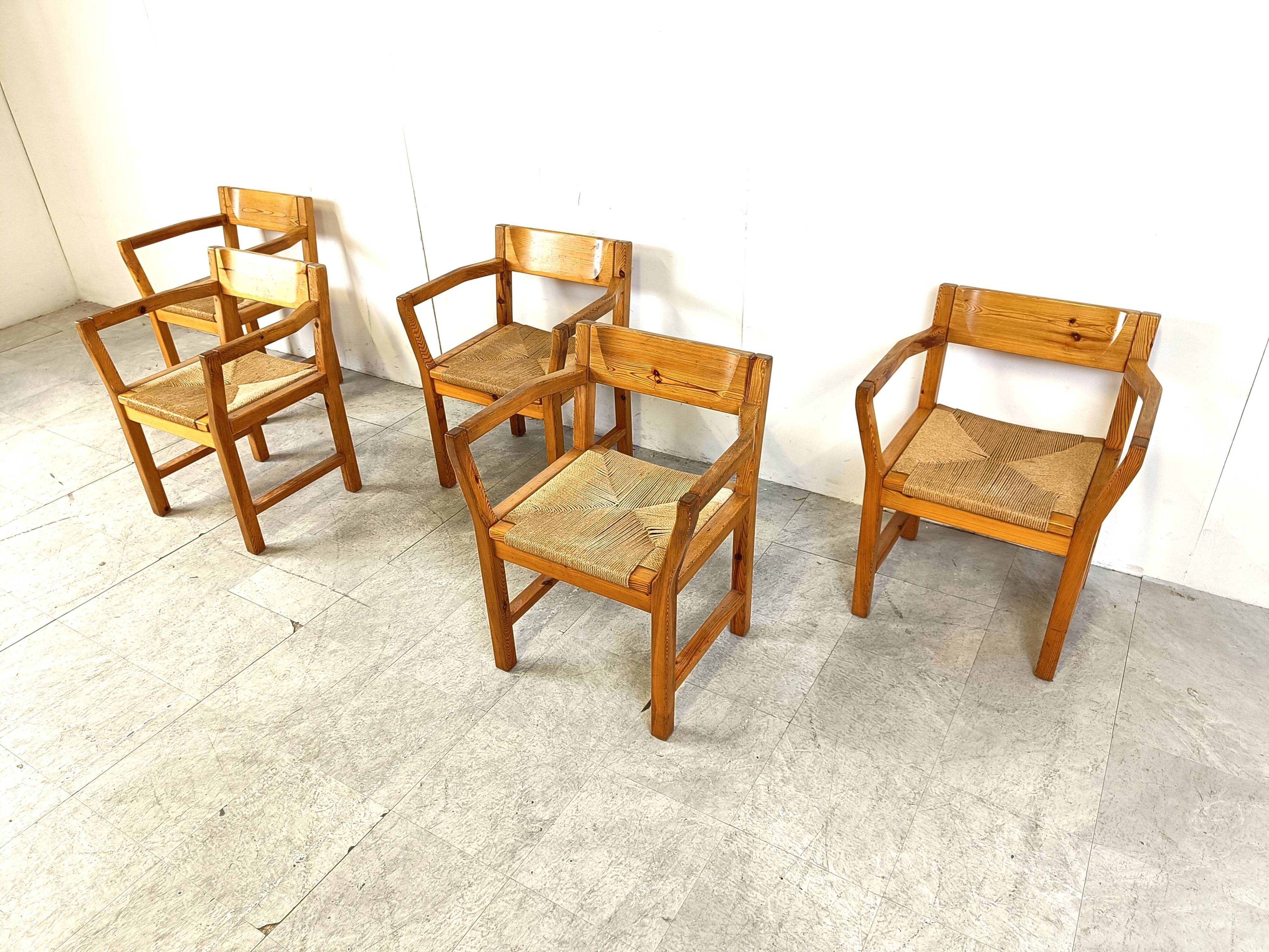 Vintage scandinavian pine wood dining chairs, 1960s by GM Mobler