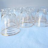 12 liqueur glasses with its golden rim from the 1950s-1960s