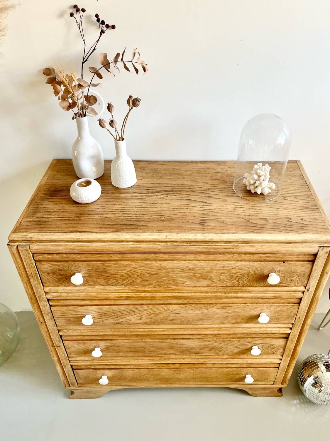 Commode Art Déco en chêne restaurée