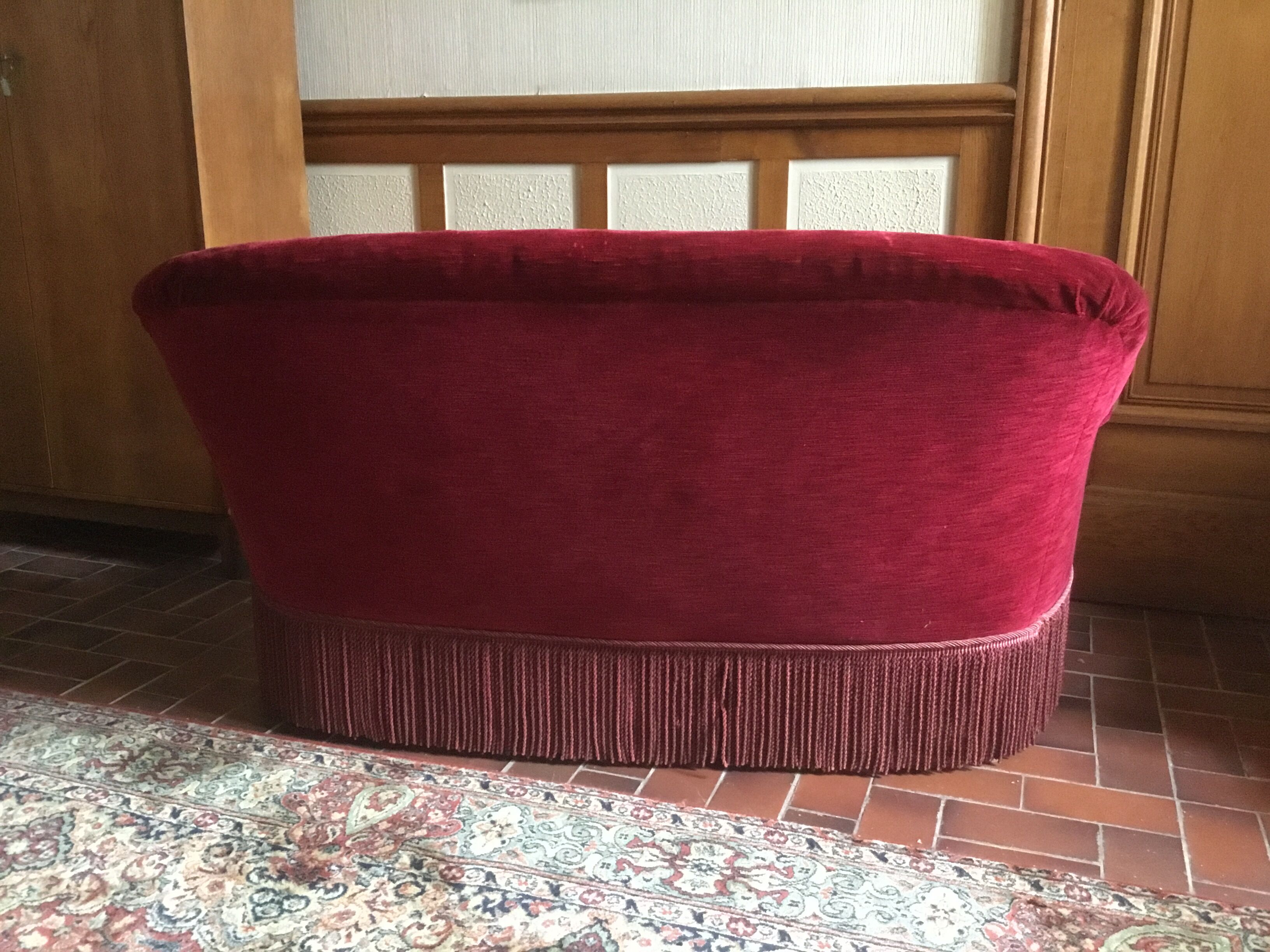Toad red velvet sofa