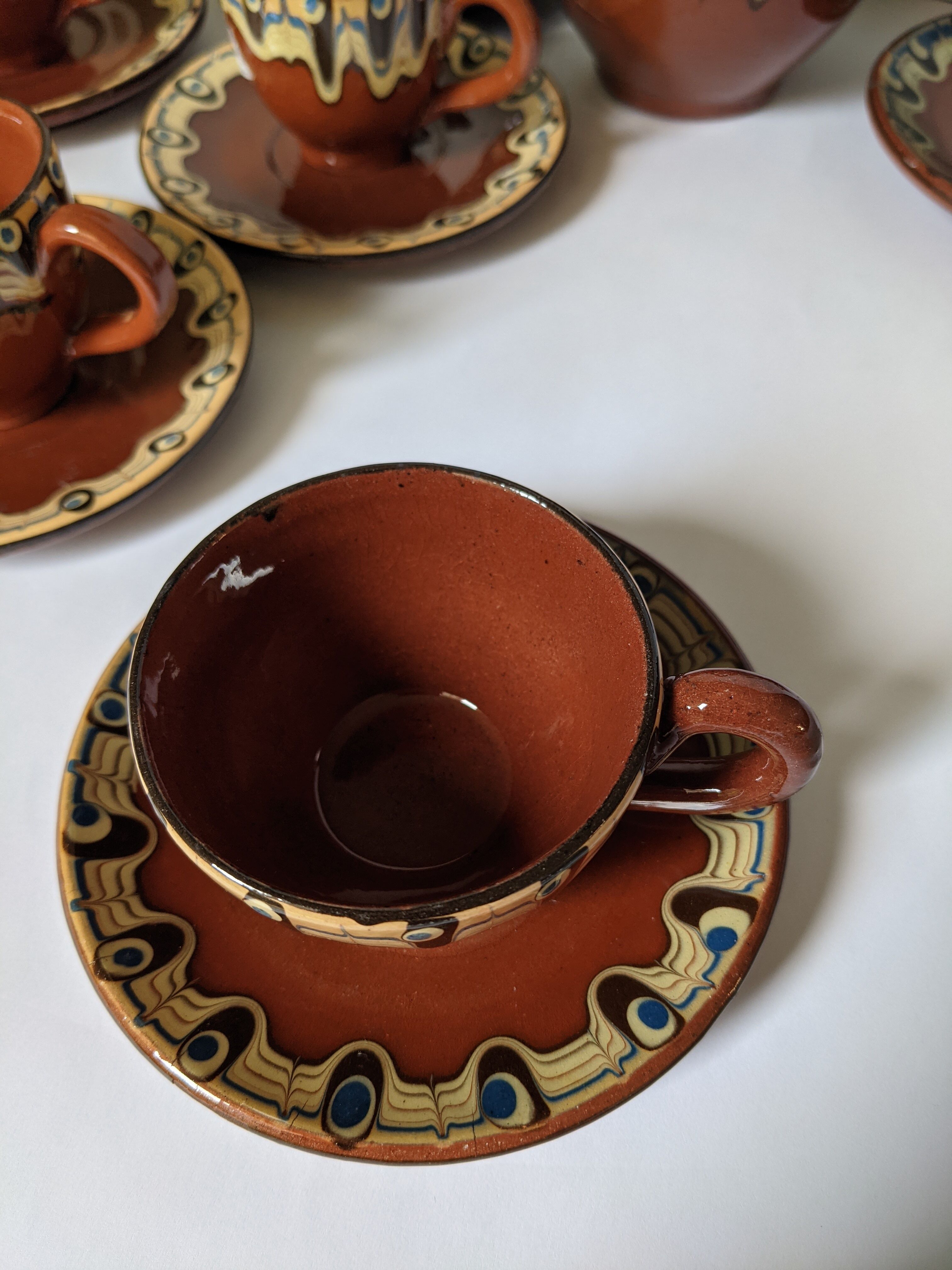 Brown glazed ceramic coffee service