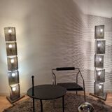 2 lampadaires totem post-moderne 80s