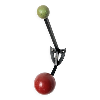 Vintage 1950 Wall Hook Metal and Lacquered Wood