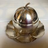 Silver metal apple-shaped trinket dish