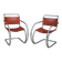 PAIR OF LEATHER AND CHROME ARMCHAIRS MR20 FROM THE 1970s MODEL BY MIES VAN DER