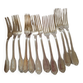 12 silver-plated forks. shell and pearls.