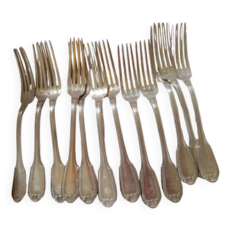 12 silver-plated forks. shell and pearls.