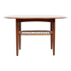 Midcentury Danish round coffee table in teak and cane by Johannes Andersen for Silkeborg 1960s