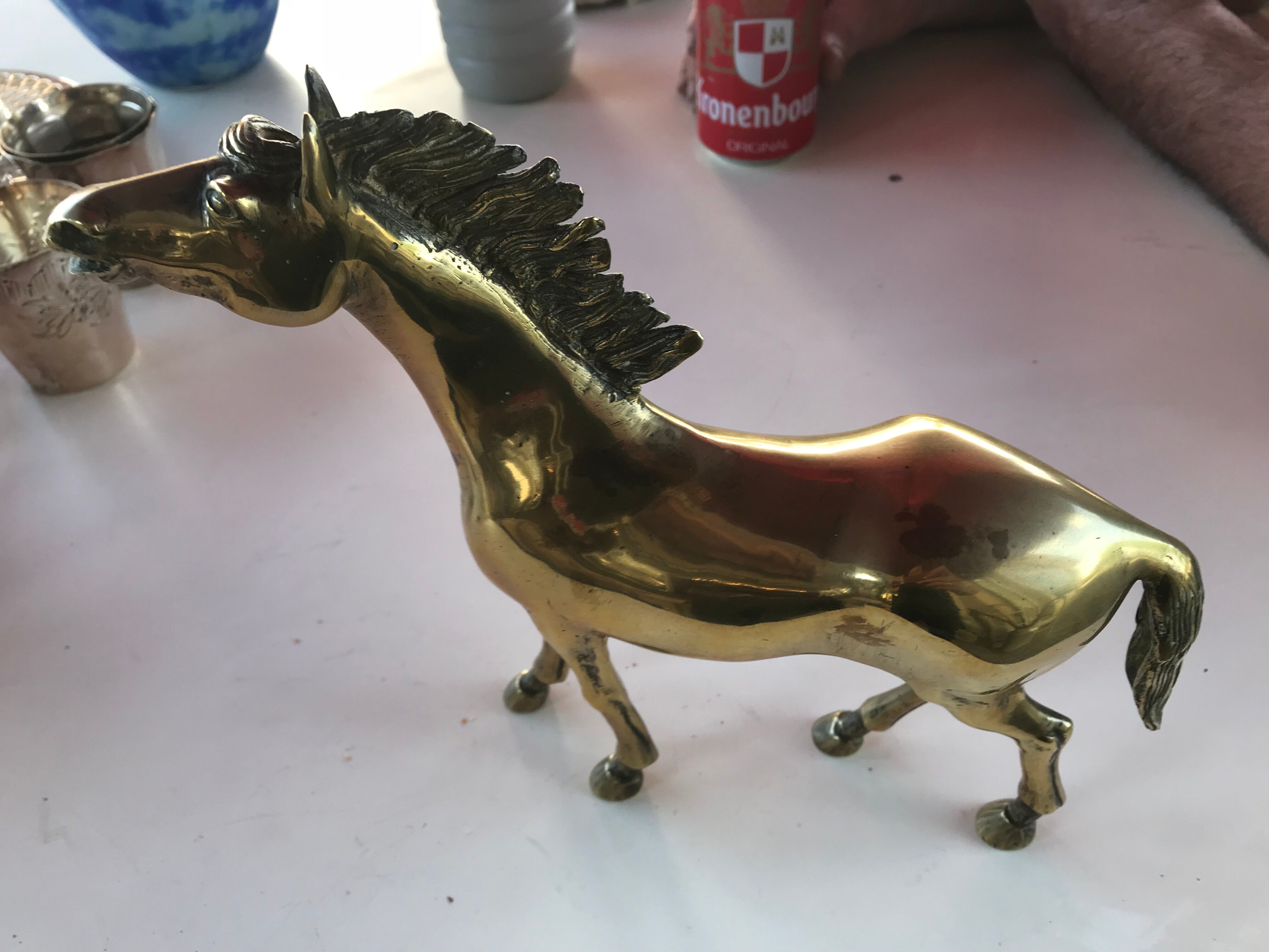 Statuette cheval en bronze doré