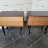Paire de tables de chevets vintage en acajou