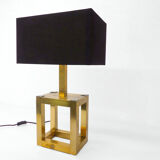 Cubic table lamp in brass 1980