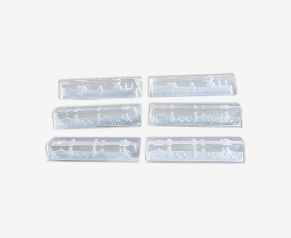 Knife holders, Art Nouveau - Engraved cut crystal