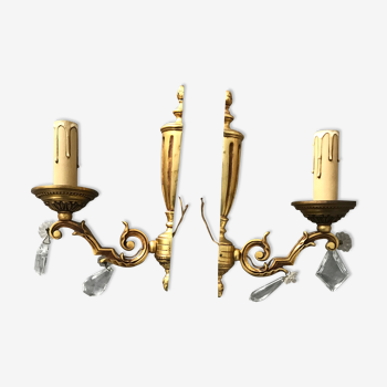 Pair of applique Louis XVI bronze with tassels