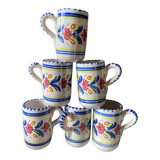 6 ceramic cups signed hc