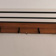 Portemanteau mural minimaliste bois et fer années 60