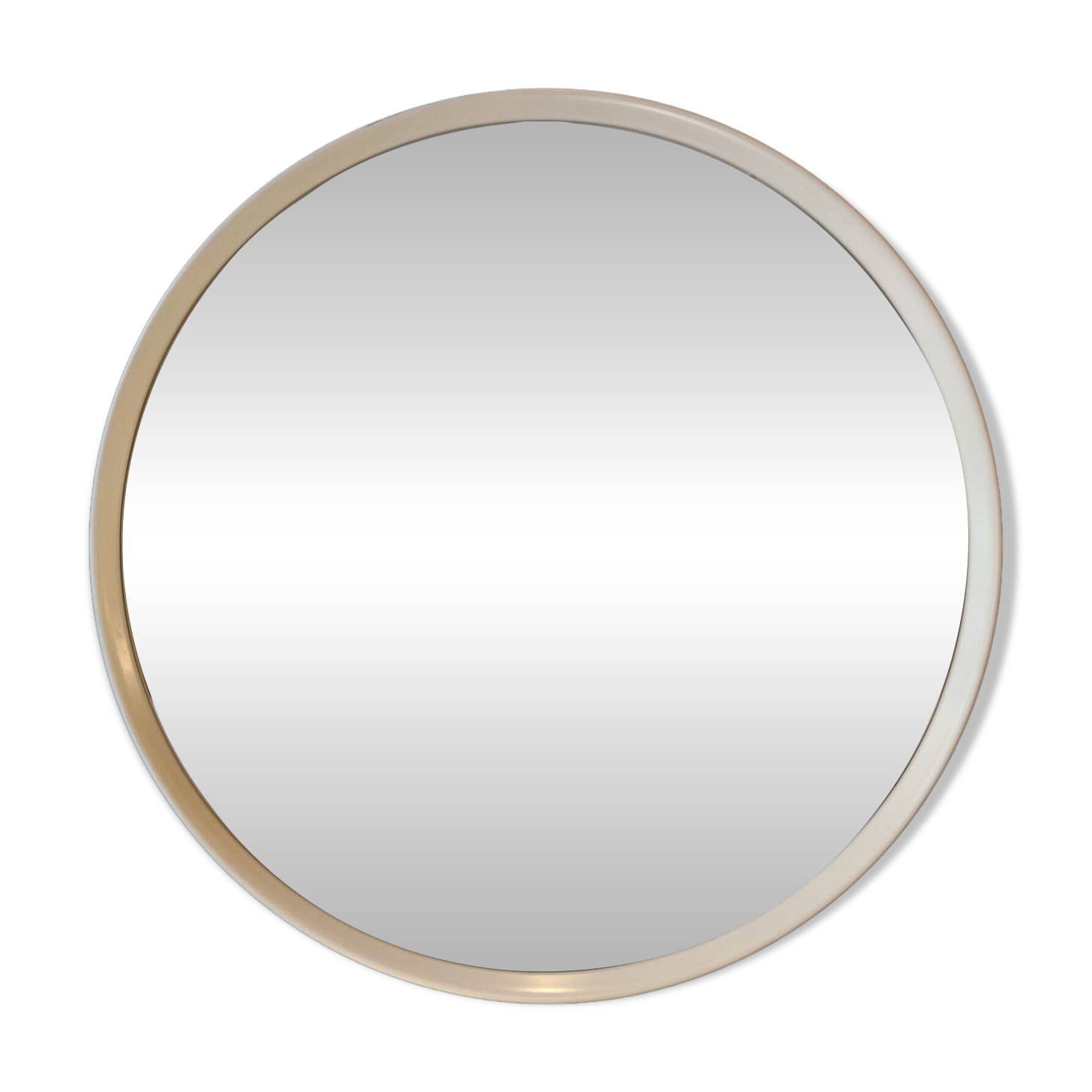 Large vintage circular mirror, plastic frame.