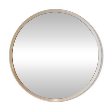 Large vintage circular mirror, plastic frame.