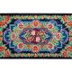 Rug with floral design on a blue background made by hand in Romania