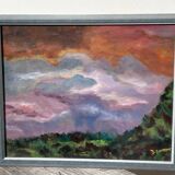 Tableau ancien peinture abstraite paysage