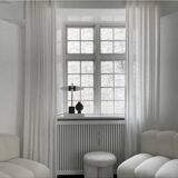 Table lamp in oxidized metal and opaline glass, contemporary work.